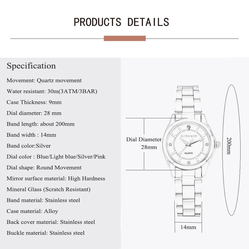 CHRONOS Luxury Rhinestone Stainless Steel Quartz Watches