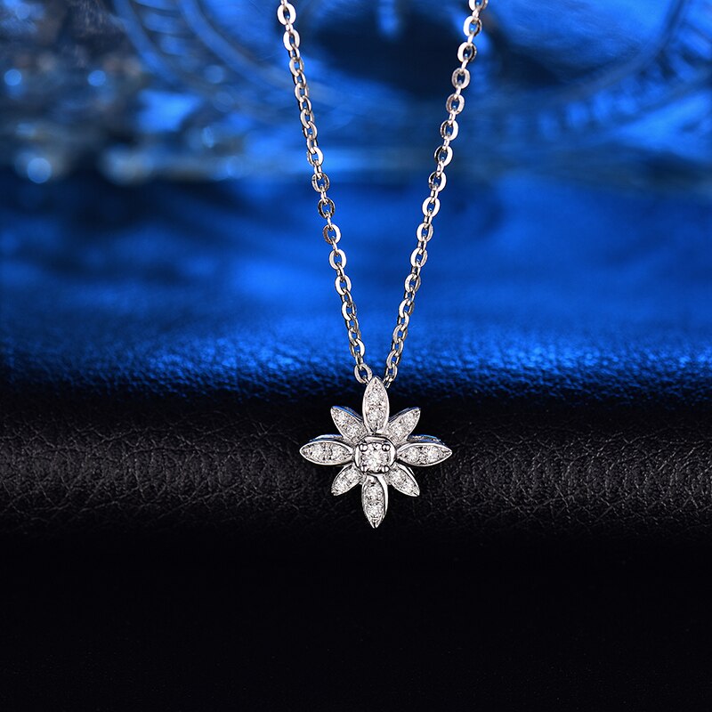 18K White Gold Diamond Blossom Pendant Necklace for Her