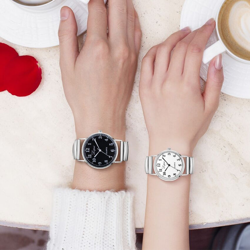 LVPAI Womens Watch Analog Quartz Dress Stainless Steel Band Clock Gift Fashion Elastic Telescopic Strap Ladies Watch New XB40