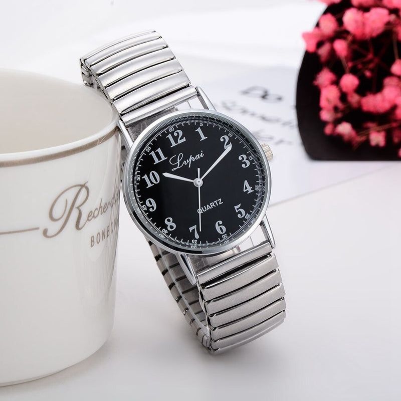LVPAI Womens Watch Analog Quartz Dress Stainless Steel Band Clock Gift Fashion Elastic Telescopic Strap Ladies Watch New XB40