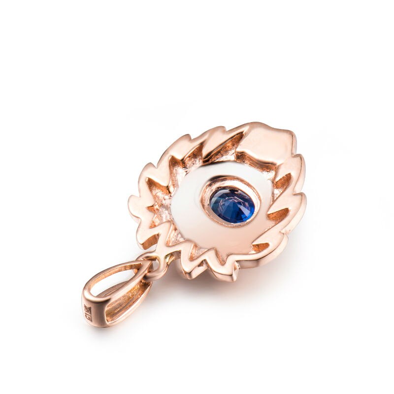 18K Rose Gold Diamond and Sapphire Pendant for Women