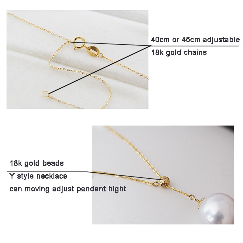 Sinya Trendy 18K Au750 Gold Multifunctional Pendant Y-Style with Natural High Luster Pearls