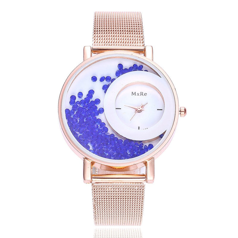 Ladies Watch Stainless Steel New Fashion Leather Strap Women Rhinestone Wrist Watches Casual Women Dress Watches Crystal #T
