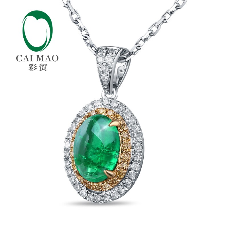 14K Gold Multi-Tone Natural Emerald 0.25ct Diamond Engagement Pendant for Women