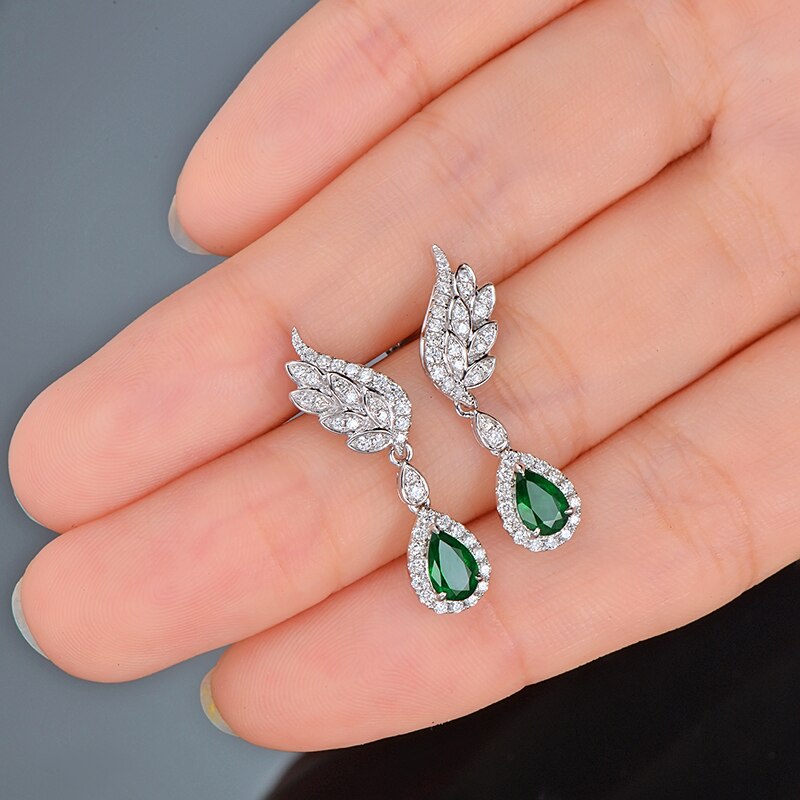 White Gold 1.21ct Emerald and Diamond Engagement Earrings for Women