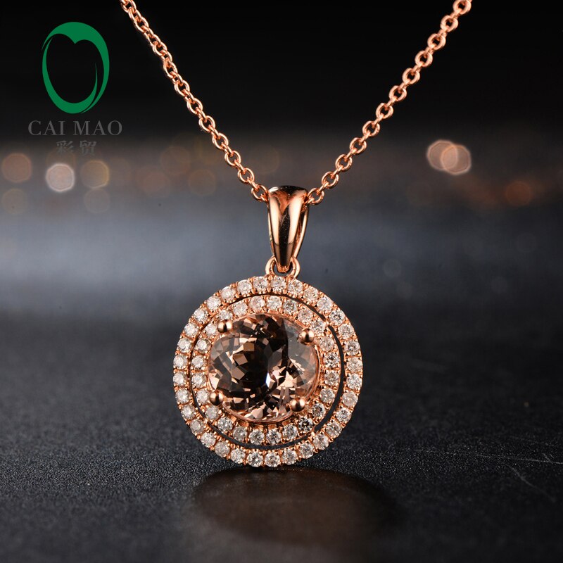 14k Rose Gold Morganite 1.89ct Engagement Pendant for Women