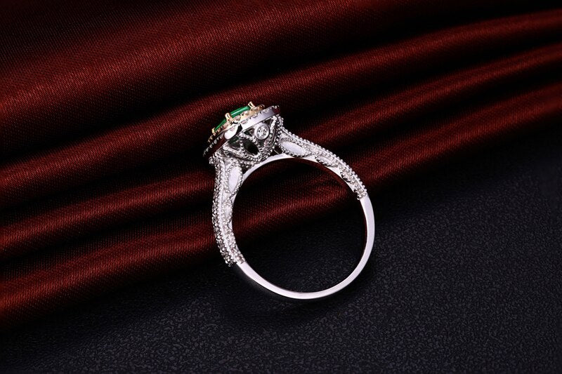 14kt Multi-Tone Gold 1.08ctw Emerald and Diamond Engagement Ring for Women