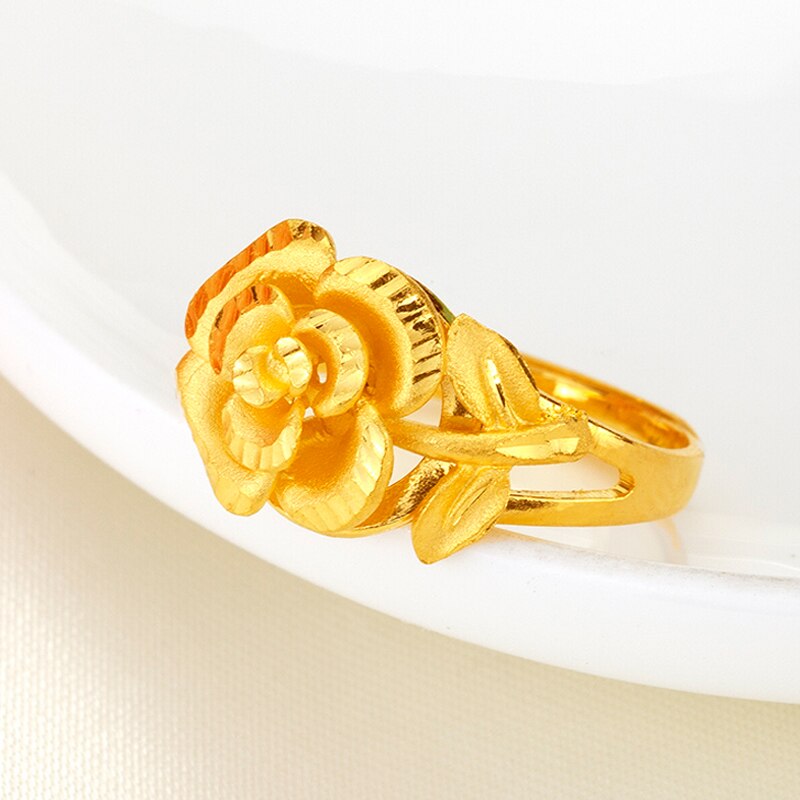 24K Gold Rose Ring for Women