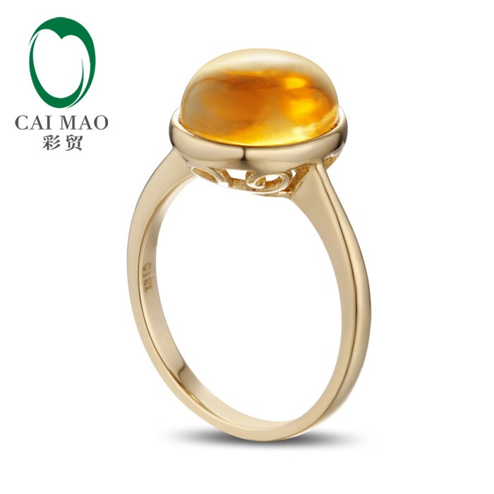 14K Yellow Gold Citrine Solitaire Ring