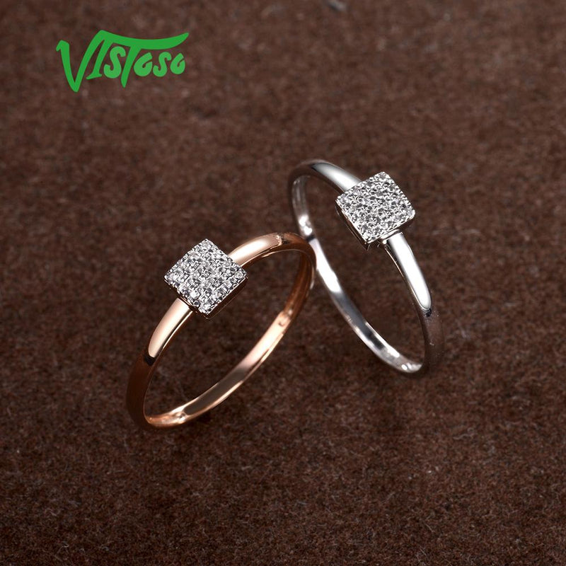 VISTOSO Pure 14K 585 Rose & White Gold Sparkling Diamond Ring