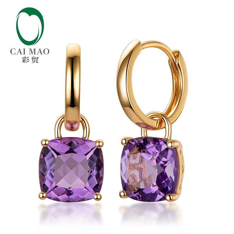 14K Gold Amethyst 5.80ct Drop Earrings for her