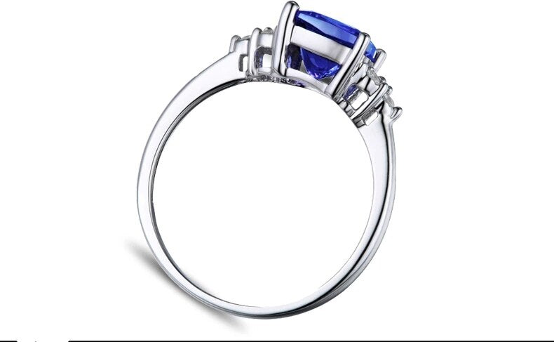 White Gold 1.54 ctw Tanzanite and Diamond Ring for Women