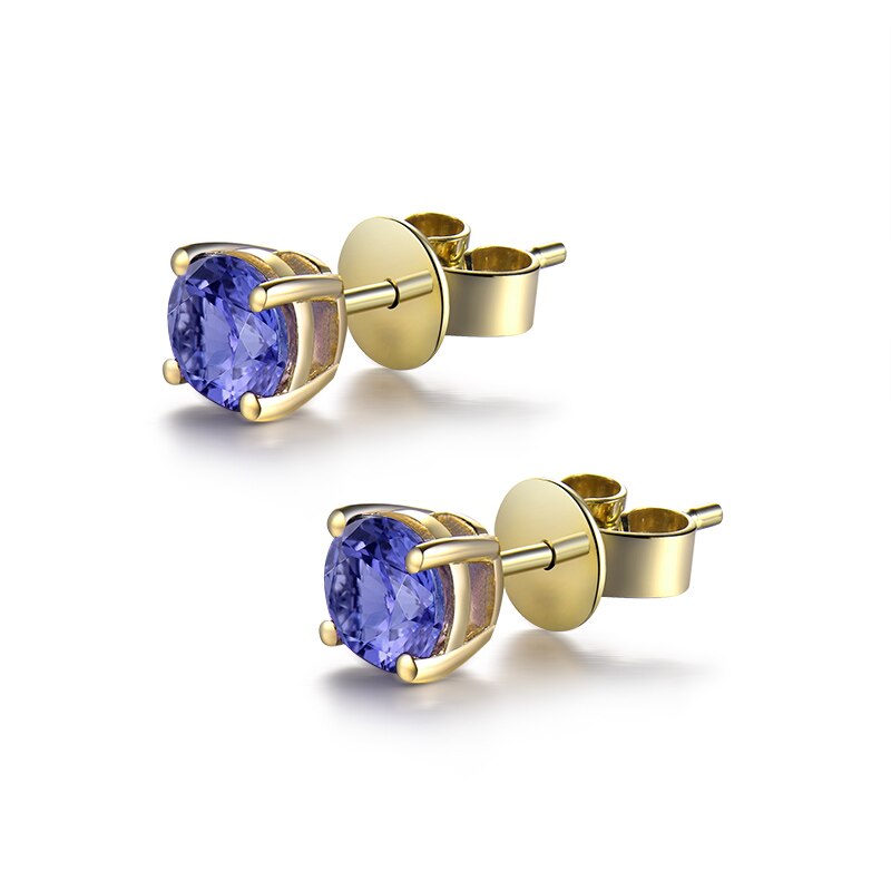 14Kt Yellow Gold Tanzanite Stud Earrings