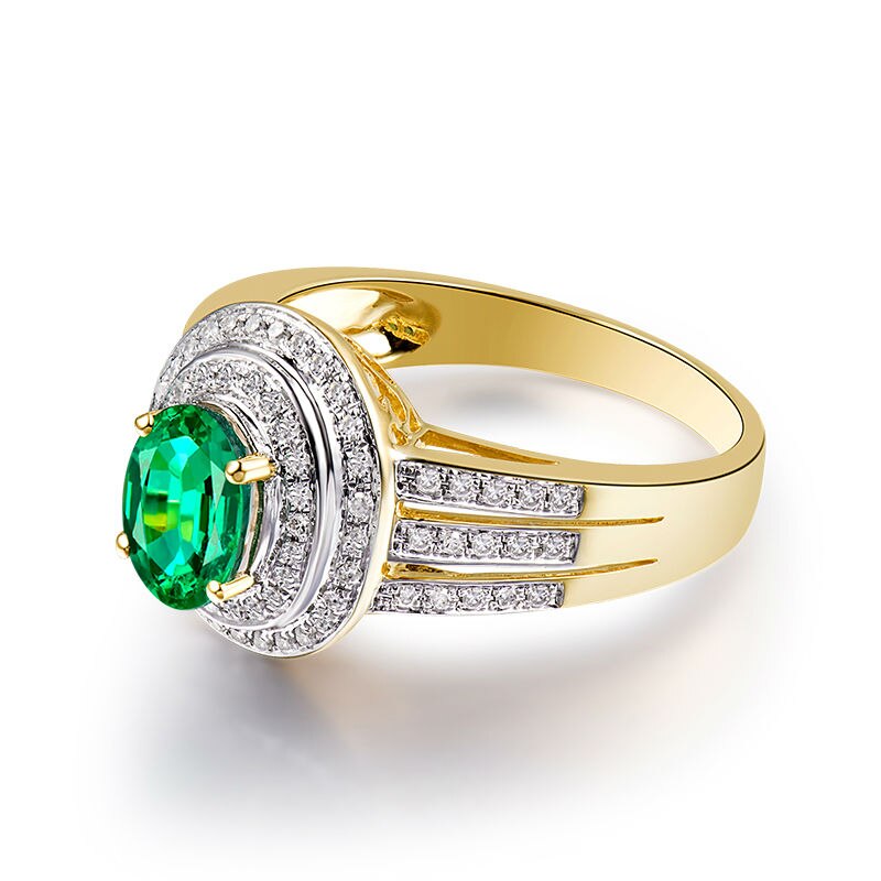 14kt Yellow Gold Emerald Oval 6x8mm 2.16ct Wedding Ring for Women