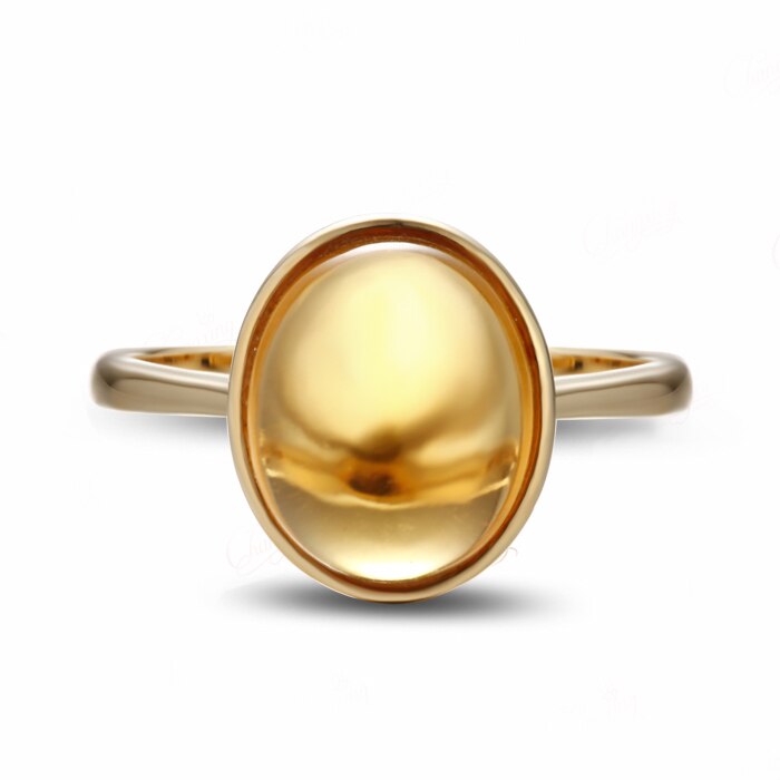 14K Yellow Gold Citrine Solitaire Ring