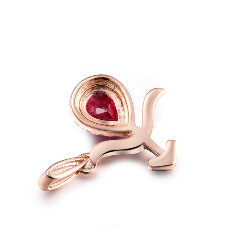 18K Rose Gold Natural Ruby Pear Cut Pendant for Women