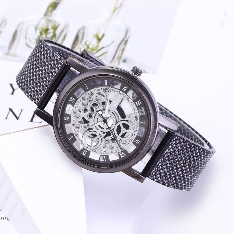 New Luxury Man Watch Fashion Hollow Out Machine Appearance Watch for Man Quartz Wrist Watch