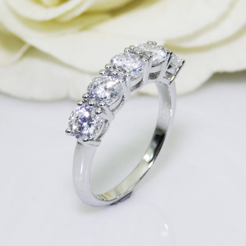 2.0CTW Round Cut DF Color Moissanite Center14K White Gold Plated Female Gold RingWedding RingPave Set Style