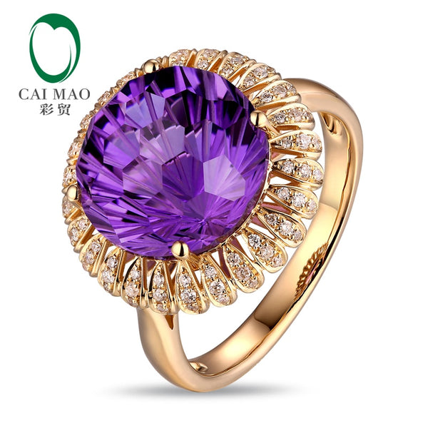 14K Gold Amethyst & Diamond Ring for Women