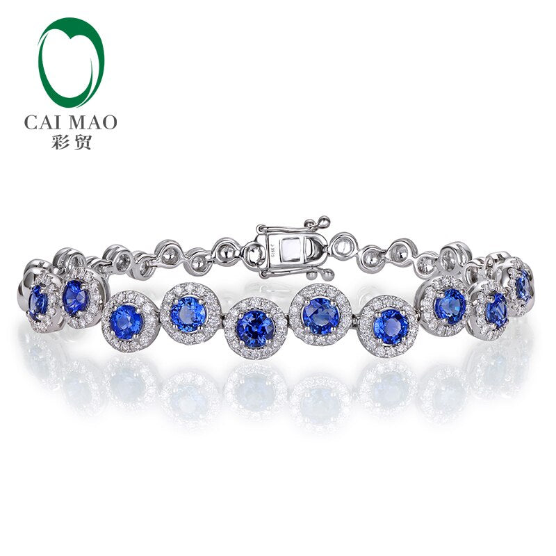 Sterling Silver 4.23ctw Sapphire and Diamond Bracelet for Women