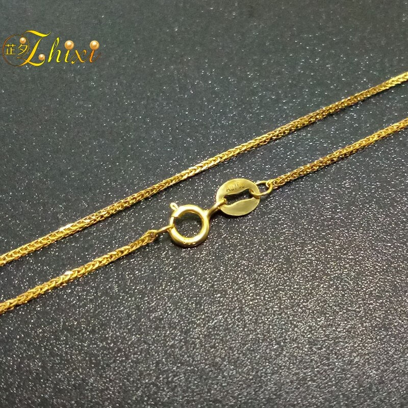 ZHIXI AU 750 Genuine 18K Yellow Gold Chain Necklace