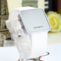 Multi Colors Fashion LED Watch Unisex Sports Led Mirror Watches Display Silicone Men Women Wristwatch TT@88