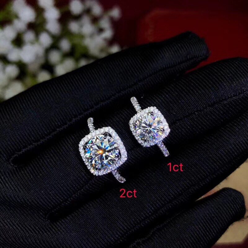 925 Sterling Silver Moissanite Diamond Ring