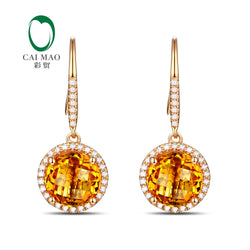 14K Yellow Gold Citrine and Diamond Engagement Earrings for Women