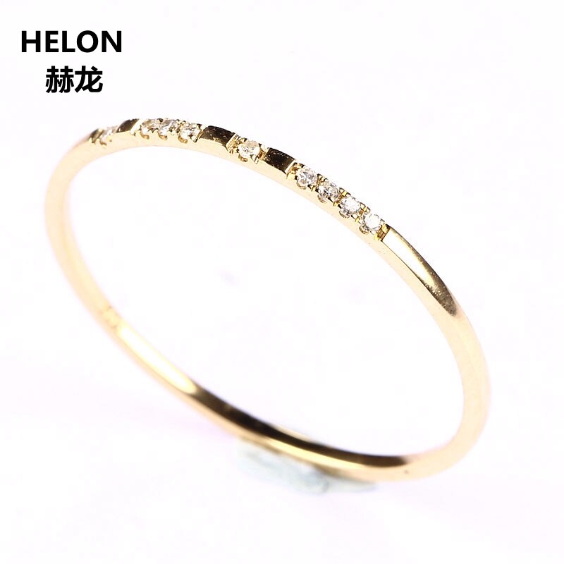 Solid 14K au585 Yellow Gold Round cut Diamonds Elegant Ring