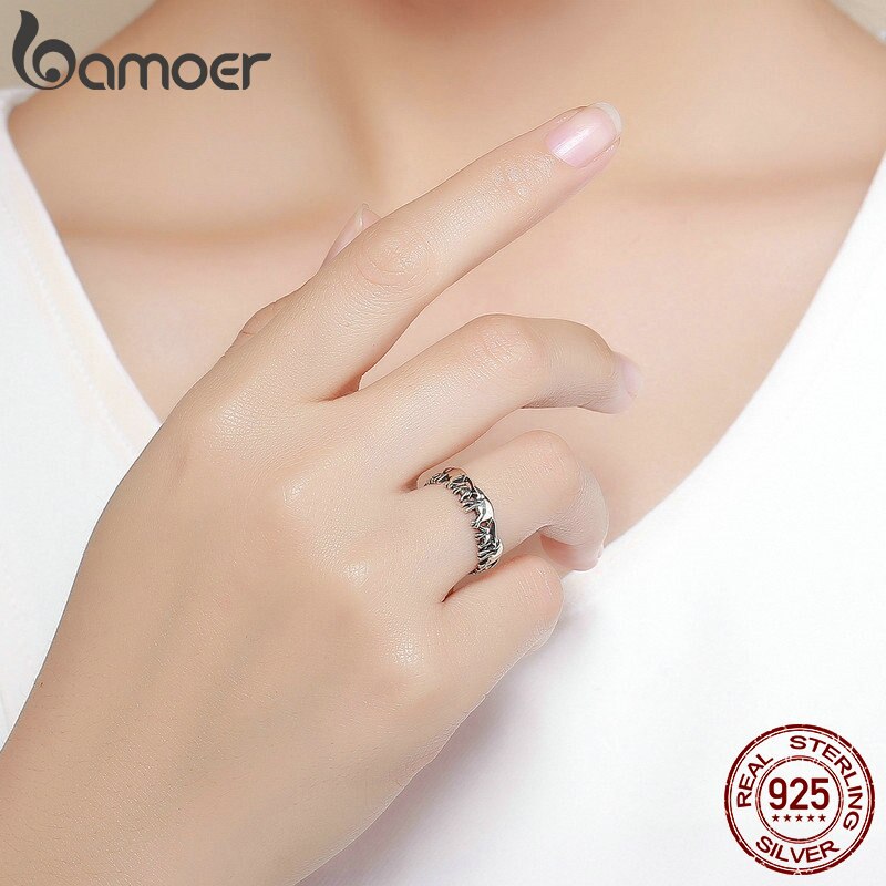 BAMOER Trendy 925 Sterling Silver Animal Collection Elephant Stackable Ring