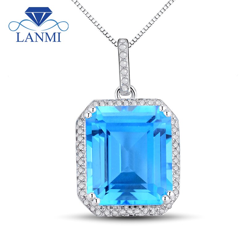 14kt White Gold 12.29Ct Natural Topaz Pendant for Women