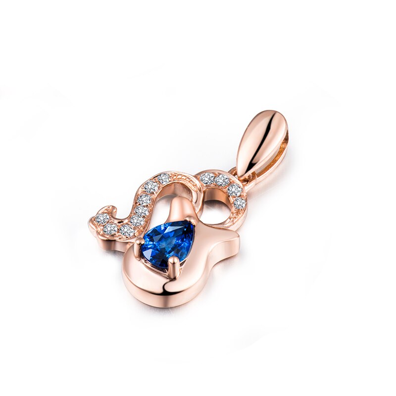 18K Rose Gold Aquarius Diamond Sapphire Pear Cut Pendant