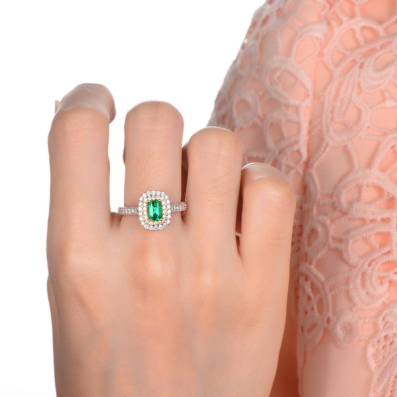 14kt Multi-Tone Gold 1.08ctw Emerald and Diamond Engagement Ring for Women