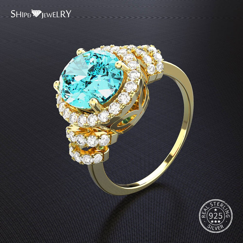 Shipei Genuine Ruby Ring Silver 925 Jewelry For Women Gold Wedding Ring Gemstone Engagement Anniversary Gift