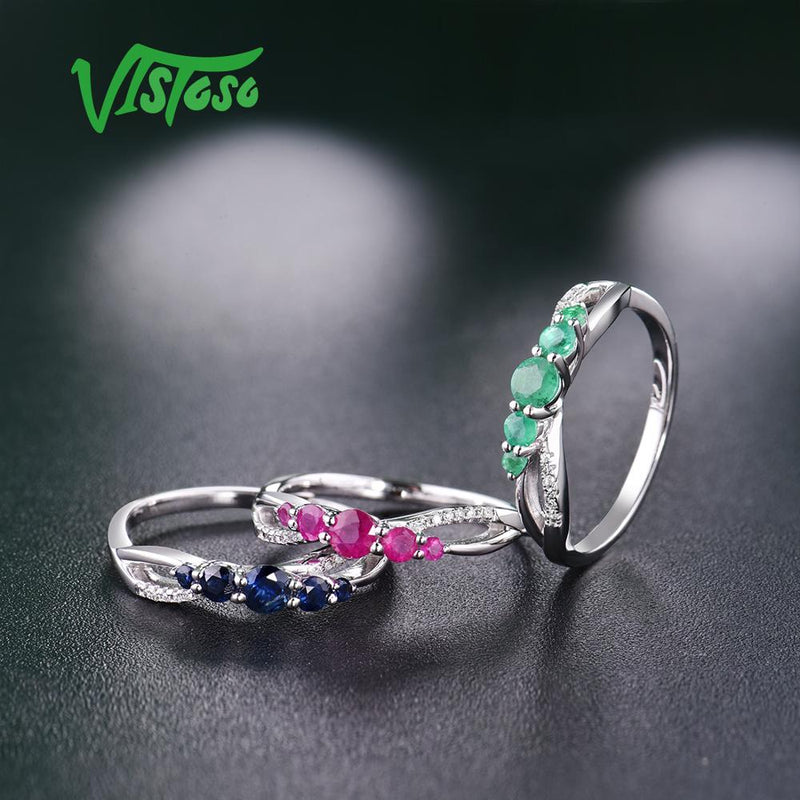 14K Rose Gold 1.50ctw Diamond Fancy Sapphire/Ruby/Emerald Ring for Her