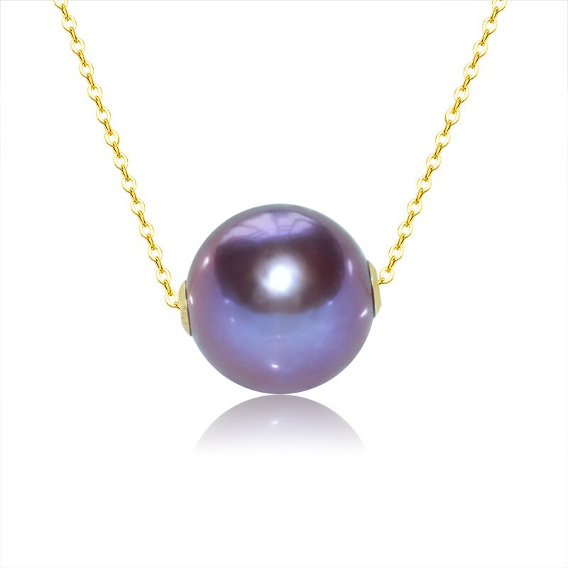 18K Gold Purple Edison Pearl Pendant Necklace for Women