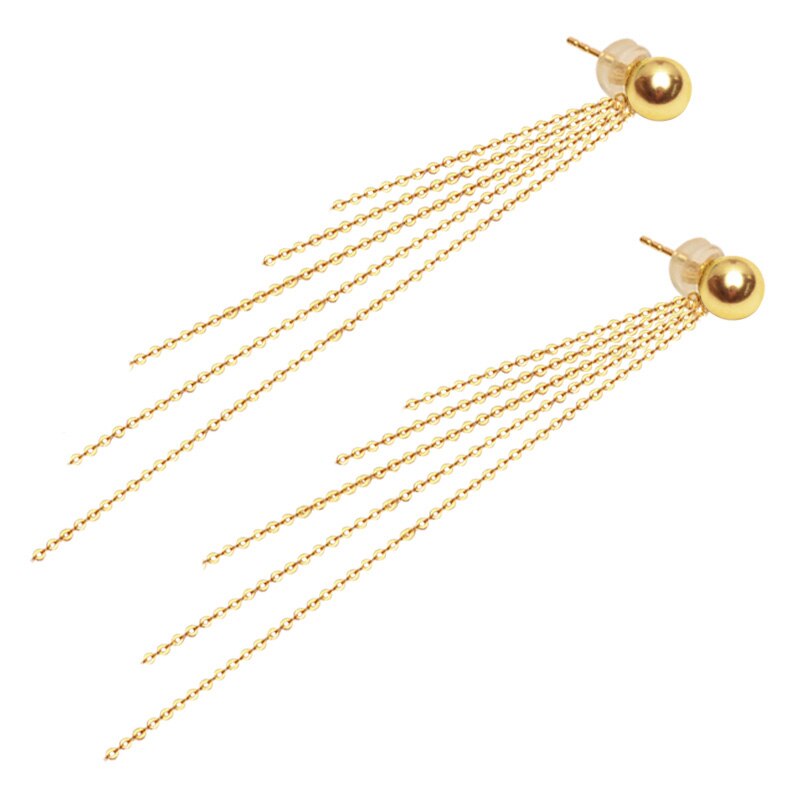 18K Gold Au 750 Classic Gold Ball 3 4 5mm Diameter Bead Tassel Stud Earrings