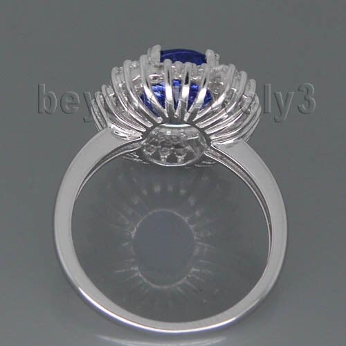 14K White Gold Tanzanite Oval 8x10mm Ring for Women