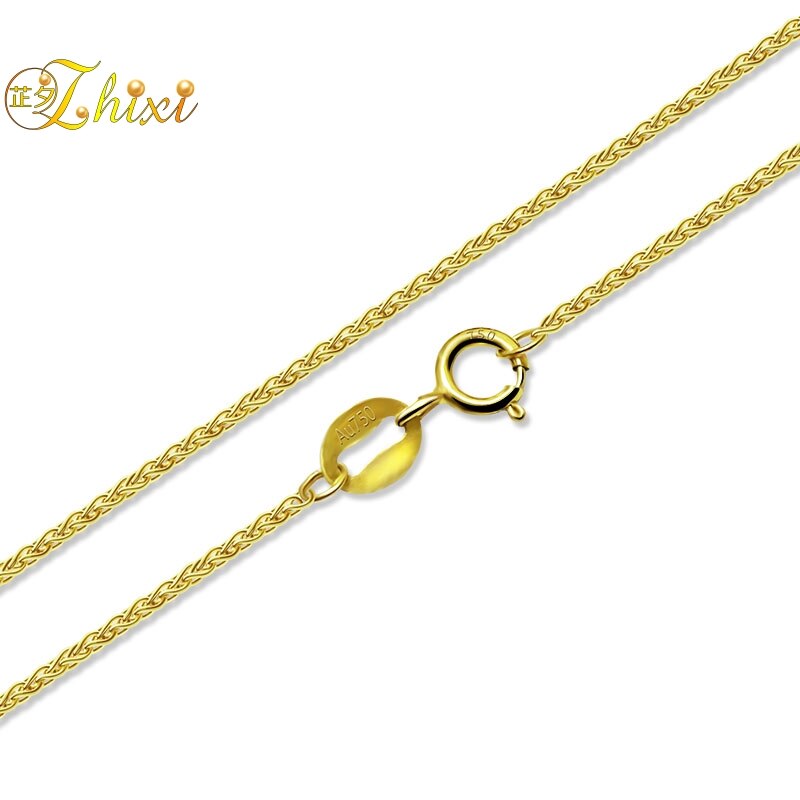 ZHIXI AU 750 Genuine 18K Yellow Gold Chain Necklace