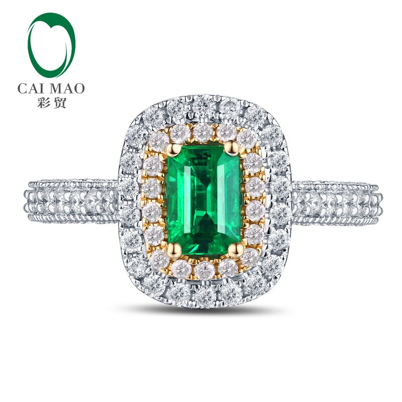 14kt Multi-Tone Gold 1.08ctw Emerald and Diamond Engagement Ring for Women