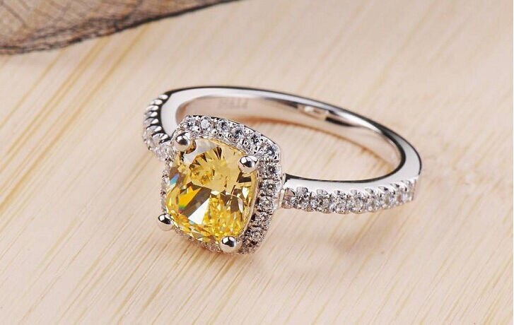 Size 4-10  wholesale Luxury Jewelry 925 sterling silver filled gold AAA Cubic Zirconia Women Women Wedding Ring