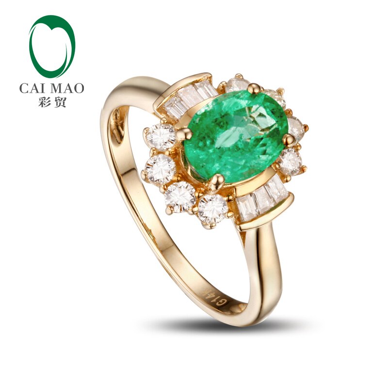 14k Gold Emerald Diamond Engagement Ring for Her