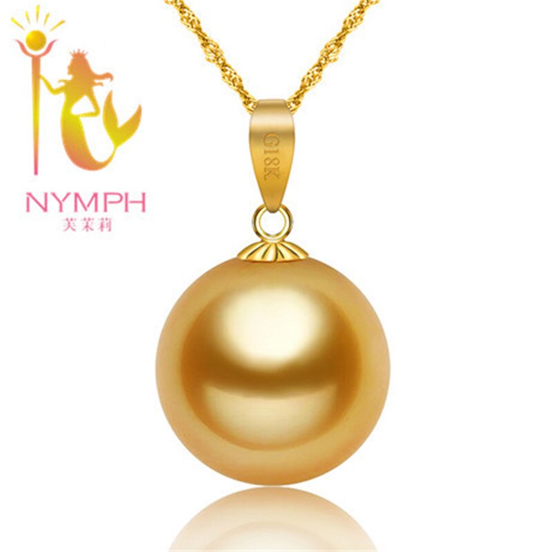 NYMPH 18K Gold au750 Natural Southsea Pearl Pendant & 925 Sterling Silver Necklace