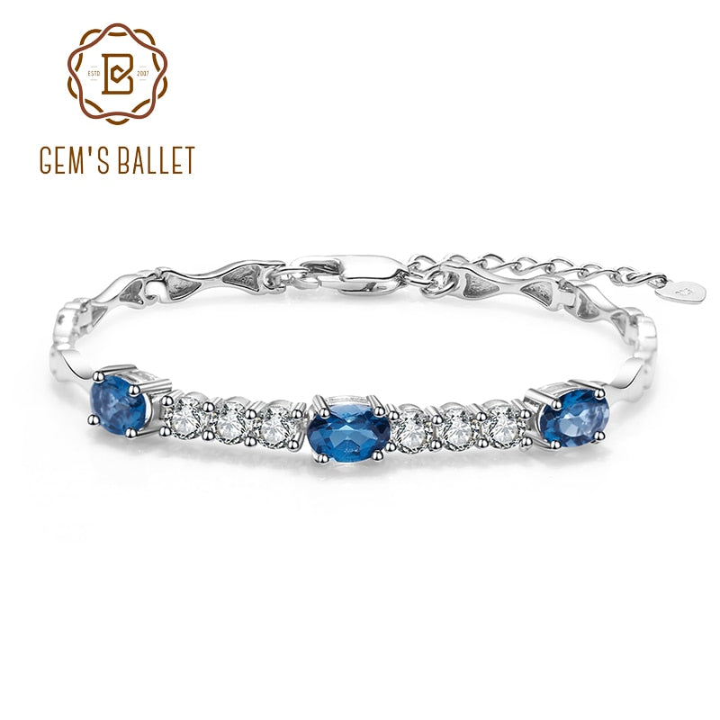 925 Sterling Silver London Blue Topaz Bracelet for Women