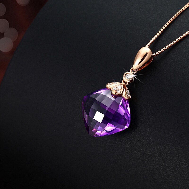 14K Rose Gold Cushion Amethyst & Citrine Pendant with Diamond for Her