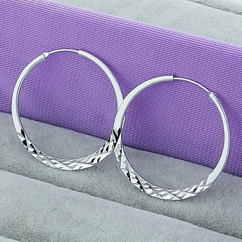 High Quality 5.0cm Hoop Earrings 925 Sterling Silver