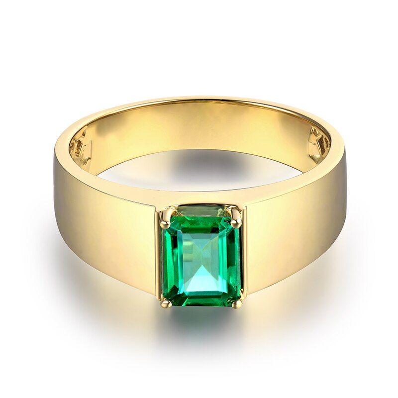 Sterling Silver Colombian Emerald Ring for Men