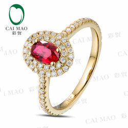 Yellow Gold 0.58ct Ruby & 0.49ct Diamond Ring for Women