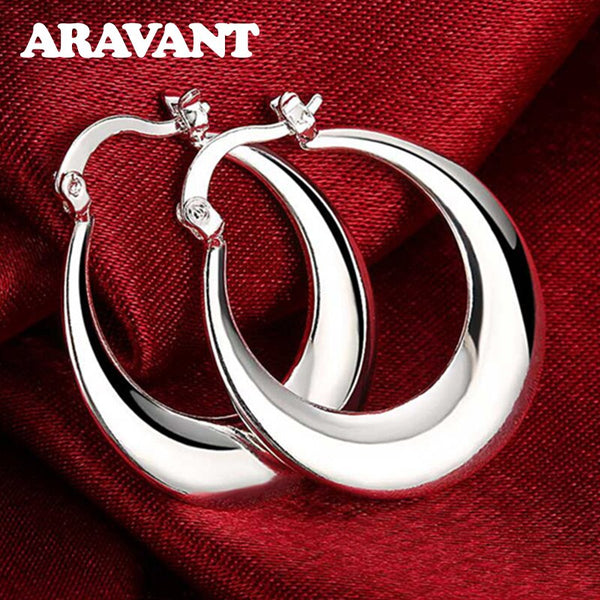 925 Silver Fashion Moon Hoop Earrings