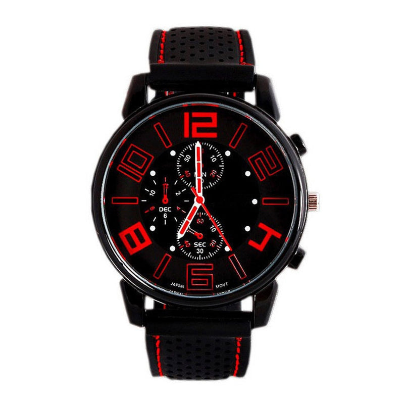 Men Quartz Analog Watch Silicone Strap Band Round Dial Sport Wristwatch XRQ88